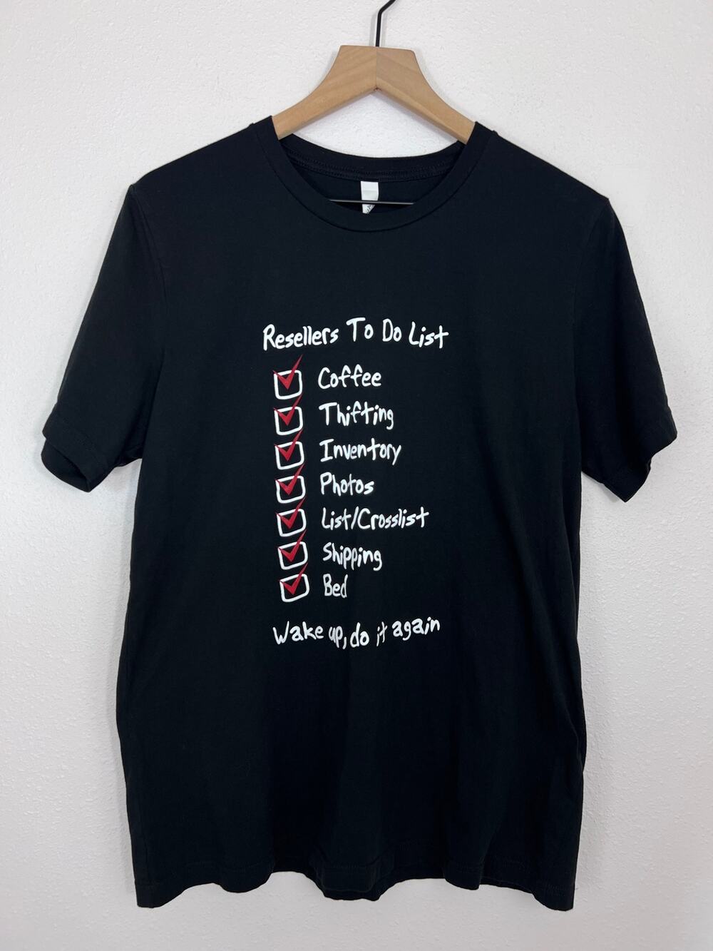 Reseller To Do List Graphic Tee Bella Canvas Size L Black Funny Shirt